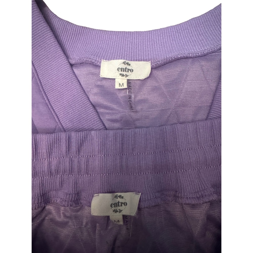 Entro Lavender Purple Quilted Triangle V-Neck Top and Mini Skirt Set Womens M - Picture 3 of 7